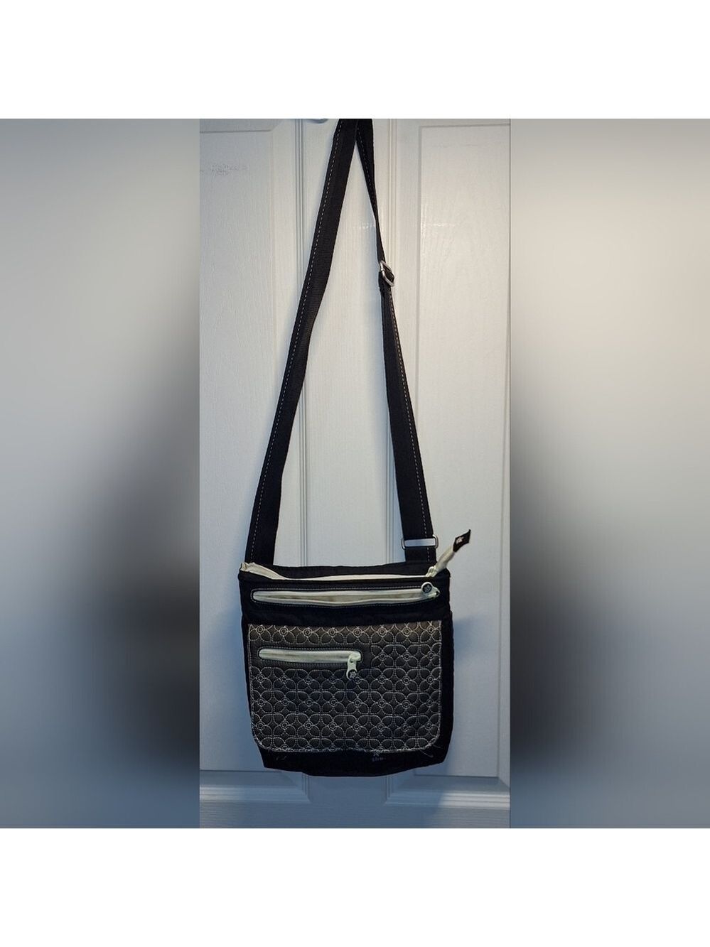Sherpani Black White Floral Satchel Crossbody Bag